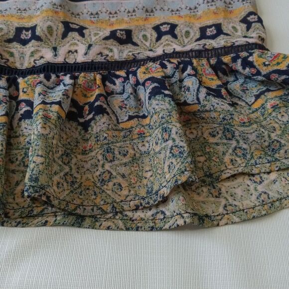 Democracy Bohemian Multicolored Ruffled Bell Sleeve Peasant Blouse Women's Small - Picture 10 of 12